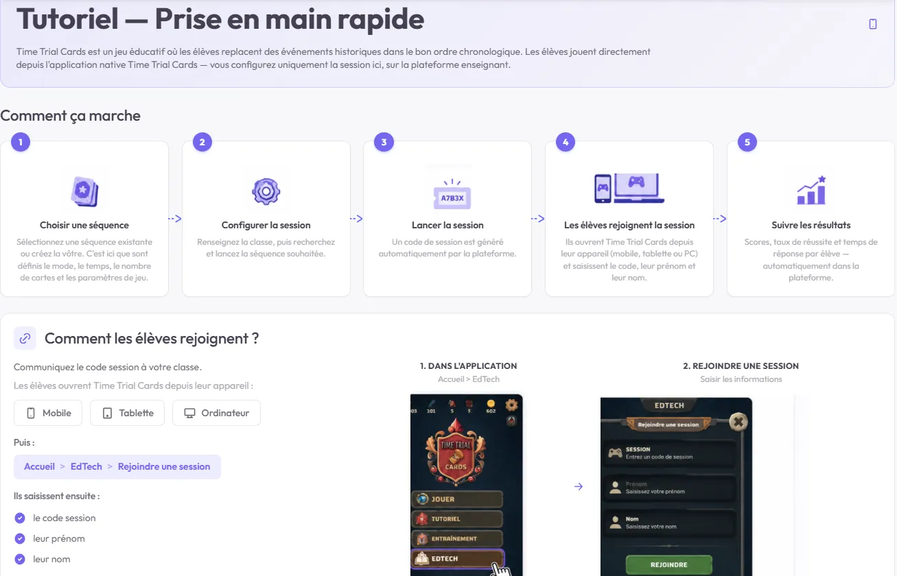 edtech time trial cards tutoriel