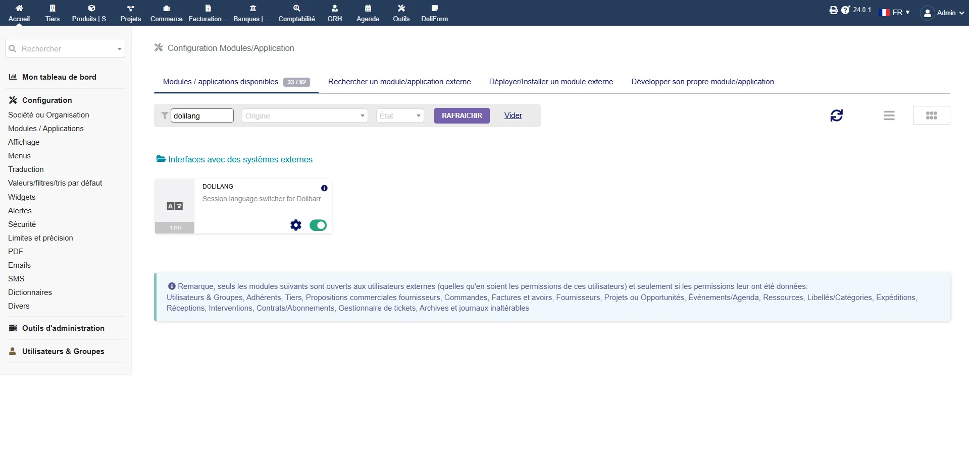 DoliLang – Sélecteur de langue pour Dolibarr – Image 3